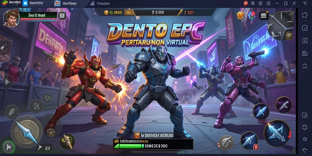 Screenshot DENTOTO menampilkan pertarungan seru dengan karakter yang bertarung.