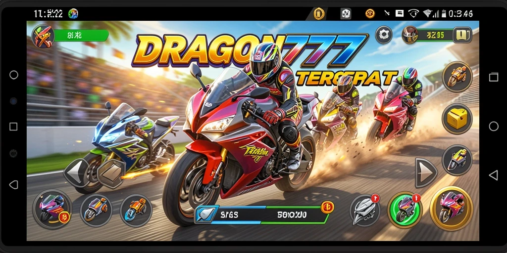 Tampilan seru gameplay DRAGON777 yang penuh aksi balapan motor.
