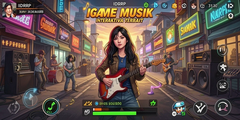 Tampilan dinamis dalam gameplay musik IDRRP yang menarik.