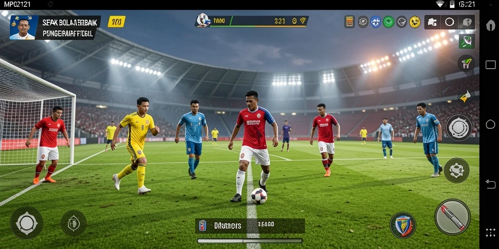 Tampilan menarik dari gameplay sepak bola MPO2121 dengan aksi seru di lapangan.