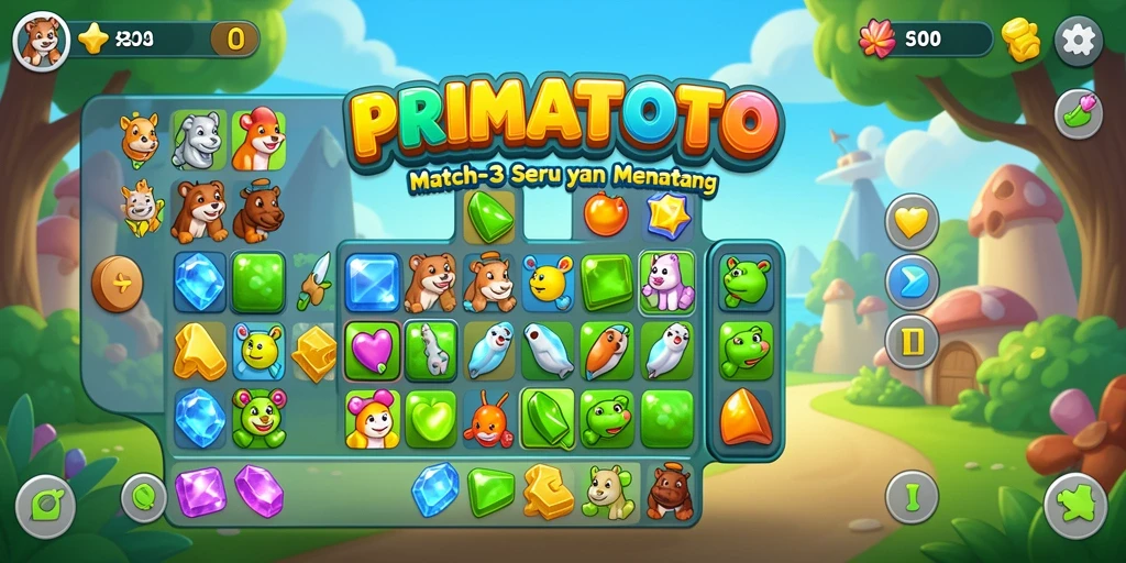 Gameplay seru dari PRIMATOTO dengan elemen Match-3.