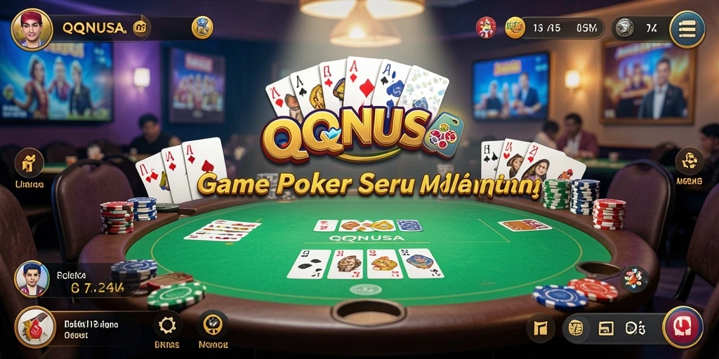 Screenshot game QQNUSA menampilkan aksi seru dalam permainan Poker.