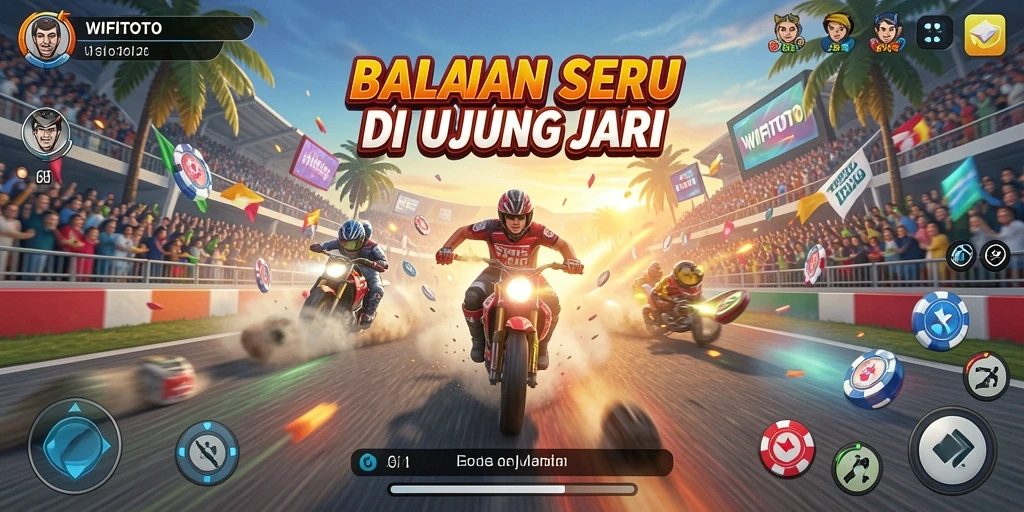 Screenshot gameplay WIFITOTO menunjukkan mobil berkecepatan tinggi di lintasan balap.